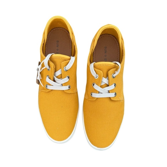 Women’s Canvas mustard color sneakers by Sun+Stone size 9 with white sole - Picture 2 of 6